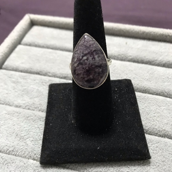 New Sterling Silver Purple Kammererite Teardrop Ring Size 8 Gemstone Kammerite - Picture 10 of 16